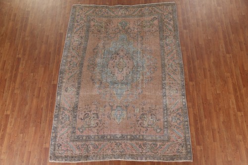 Antique Traditional Distressed Area Rug 7x9 ft Hand-knotted Wool for Living Room - Picture 19 of 24