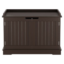 Double Door Home Storage Cabinet MDF Frame Round Corners Pet Cat House, Brown