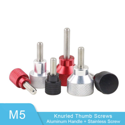 M5 Knurled Thumb Screws Hand Tighten Hand Grip Knob Bolts High Type Aluminium