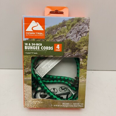 Ozark Trail Rubber Bungee Cords Assorted 4 Pack, 18 & 24 Ä°nch