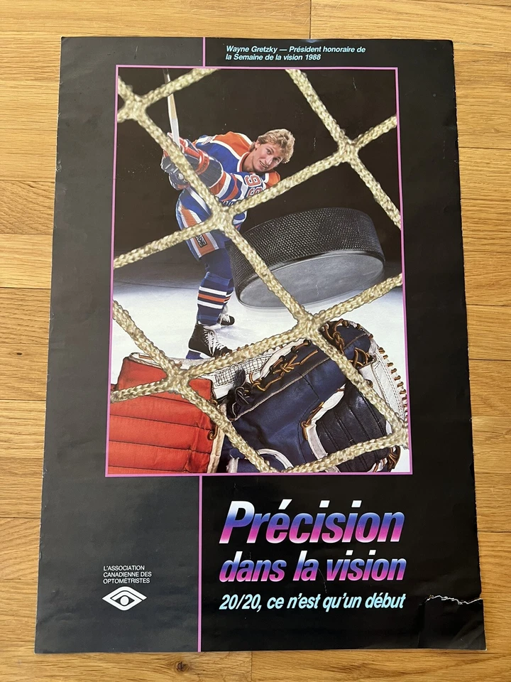 Póster Wayne Gretzky 1988 15x22 doble cara precisión en visión inglés/francés Foto 2 de 4