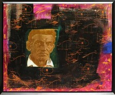 Thomas van Housen, John Brown, Acrylic, Stencil and Collage on Board, signed low