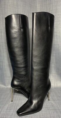 Off-White Nappa High Allen Boot Black Leather Silver Size EU