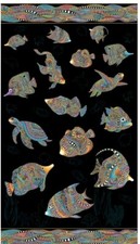 1.8 Metres Fish And Turtles With Border 100% Premium Cotton with metallic