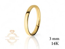 14K Yellow Gold 3mm EUROPEAN Wedding Band Ring - Comfort Fit HIGH POLISHED