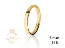 14K Yellow Gold 3mm EUROPEAN Wedding Band Ring - Comfort Fit HIGH POLISHED