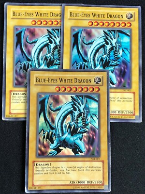 YUGIOH BLUE-EYES WHITE DRAGON SKE-001 SUPER X3 HP/CREASES