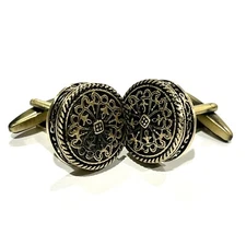 Antique Brass Tone Round Celtic Knot Cufflinks Men Stunning Knot Cufflinks