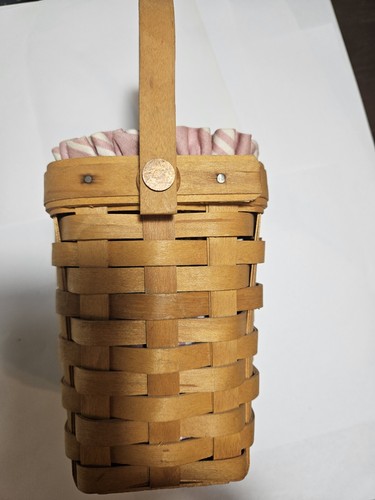 Longaberger American Cancer basket Floral Liner hinged handle Signed 1998 - Picture 6 of 8