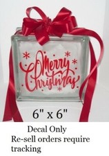 Merry Christmas quote decal sticker for DIY 8" glass block