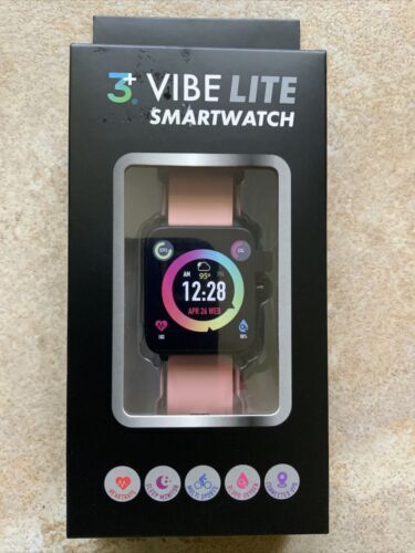 3 Plus Vibe Lite Smartwatch Fitness Trackers Blood Oxygen Heart Rate Pink NEW