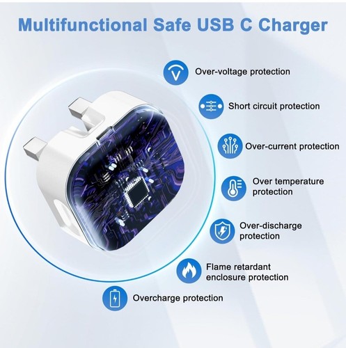 iPhone 14 13 12 11 Pro XR XS Fast Charging 20W USB-C PD Plug Charger and Cable - Zdjęcie 4 z 5