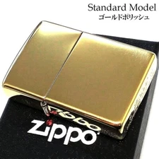 Zippo Oil Lighter Simple Gold Mirror Standard Model Regular Case Japan