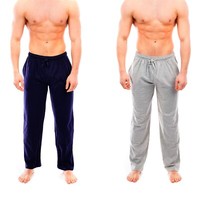 Mens Lounge Bottoms Pyjama Pants Jersey PJ 100% Cotton Pajama Trousers Pack Of 2