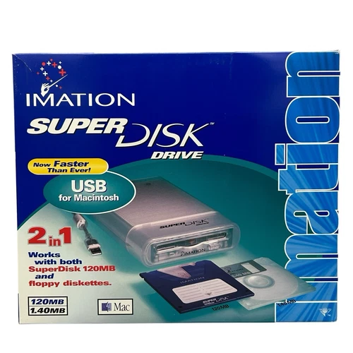 New IMATION Super Disk Drive USB for Macintosh 2 in 1 New Open Box Ships Quickly