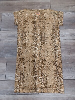 TORY BURCH Woman's  Snake Print Silk Gold Short Sleeve Mini Dress Size XS