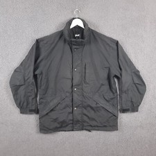 SCHOTT Jacket Mens L Large Black Parka Rain Coat Hooded Full Zip Military