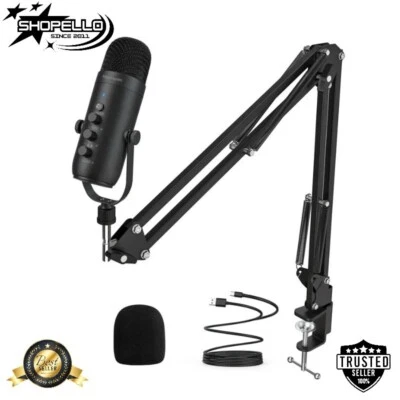 HAOMUREN USB Streaming Podcast PC Microphone Studio Cardioid Condenser Live Mic Kit UK