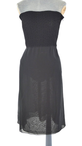 Emporio Armani, Emporio Armani Trägerloses Kleid Party Vintage Gerafft Chiffon Y2K Schwarz IT38 UK 8