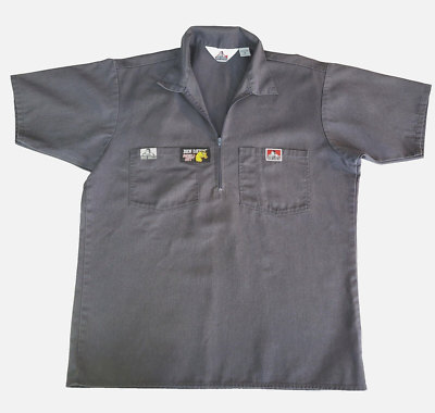 Vintage 80's Ben Davis Customized Half Zip Shirt M Grey Workwear