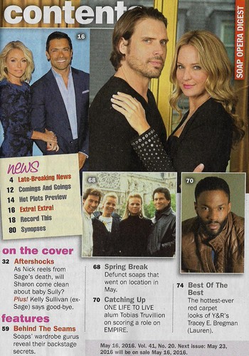 SOAP OPERA DIGEST May 16 2016 Joshua Morrow Sharon Case Lawrence Saint-Victor - Picture 2 of 3