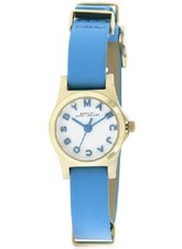 Marc Jacobs MBM1314 Women's Henry Gold-tone Case Blue Leather Strap Watch 