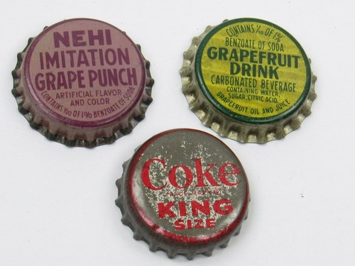 Coke King Nehi Grape Punch Grapefruit Soda Bottle Caps Lot of 3 Cork Crowns - Picture 4 of 14
