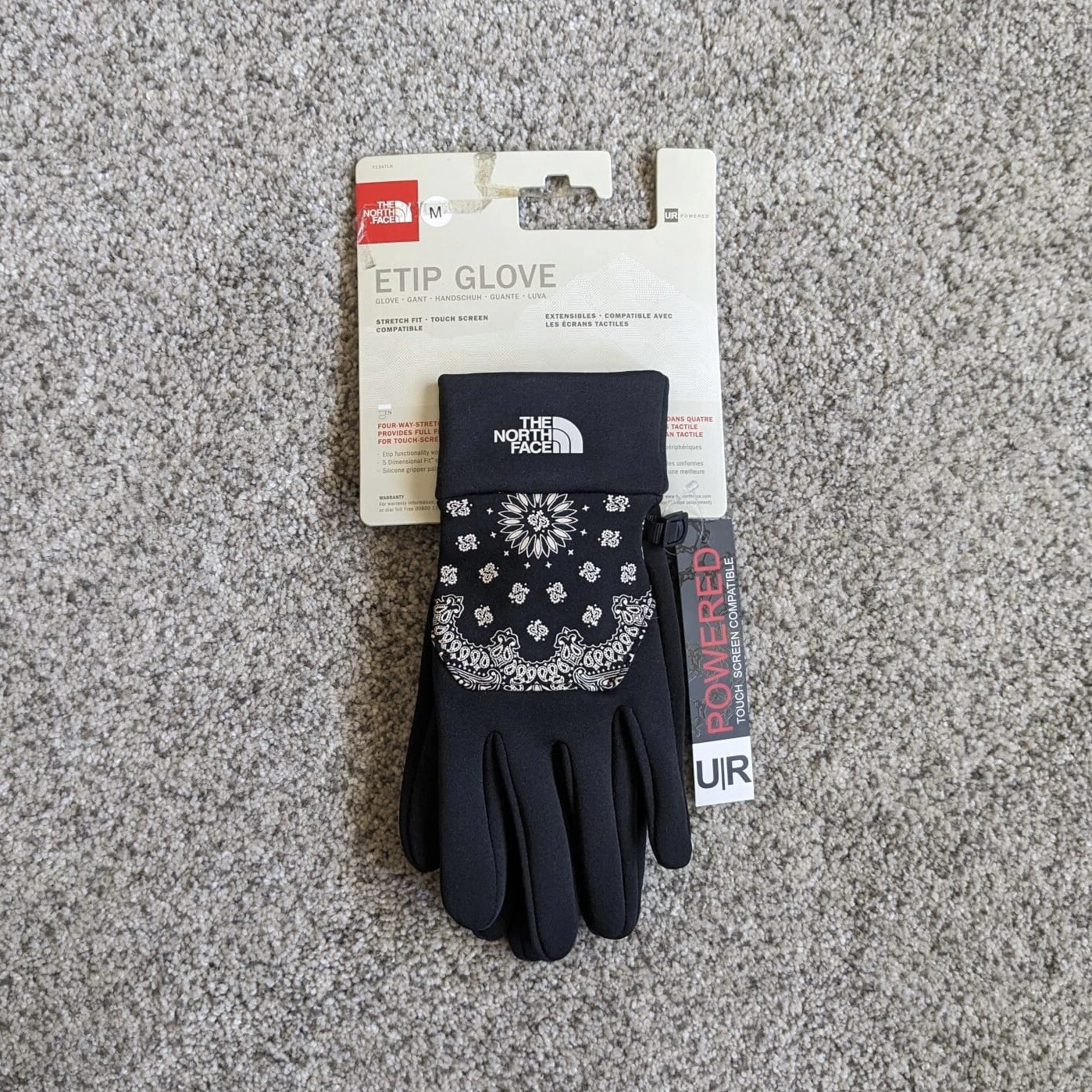 GANTS NOIRS BANDANA ETIP FW14 SUPREME THE NORTH FACE taille M Medium 2014