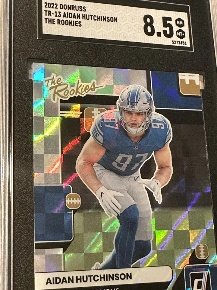 2022 Panini Donruss Aidan Hutchinson RC Prizm TR-13 Graded 8.5 - Image 2 of 3