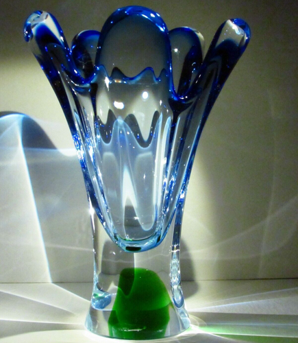 EGERMANN CHRIBSKA Crystal Glass Vase Thick HOSPODKA Skrdlovice Czech Bohemia - Picture 5 of 9