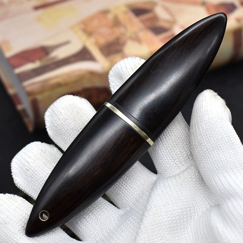 Mini Damascus Fixed Blade Knife Olive Design Ebony Wood Handle EDC Outdoor Tool - Picture 9 of 14