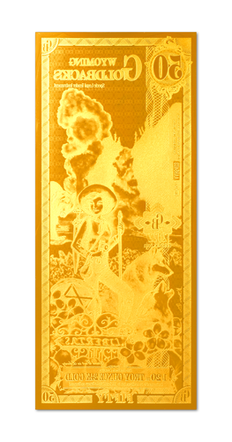 50 WYOMING ALPHA GOLDBACK AURUM 24KT GOLD FOIL NOTE BU 1/20TH OZ .999 FINE - Picture 5 of 8