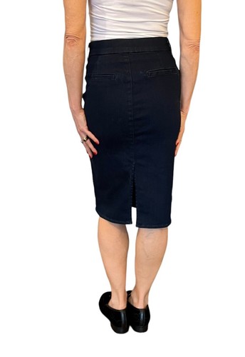 J Brand Willa Inkwell Blue Denim Jean Stretch Pencil Skirt Back Slit sz 25 $188 - Picture 9 of 16