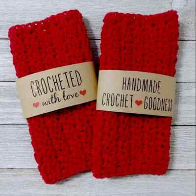 crochet handmade bath spa wash cloth facial reusable red