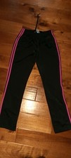 Adidas Womens Small Black Pink Stripes Track Lounge Pants