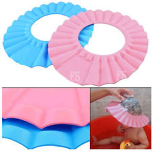 ADJUSTABLE BABY SHOWER CAP BABY KIDS CHILDREN BATH SHAMPOO SHIELD HAT WASH HAIR - Picture 8 of 10