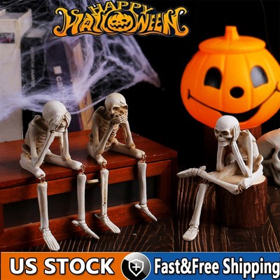 No See Skeleton Statue Gothic Skull Figurines Human Skeleton for Home Halloween