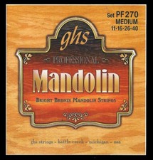 GHS PF270 Bright Bronze Mandolin Strings; medium gauges 11-16-26-40 loop end
