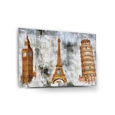 3 City Tempered Glass Wall Art, Easy Installation, Fade Proof Decor