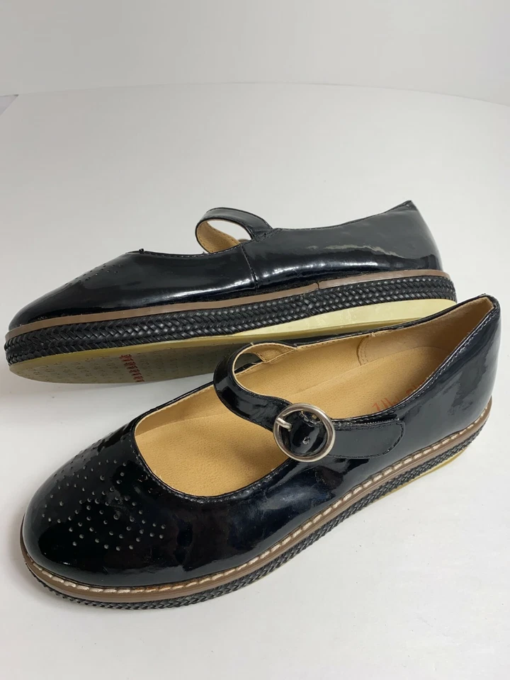 Zapatos para niña Lil Miz Ashley Mary Jane - negros brillantes con hebillas - talla 3 M Foto 3 de 4