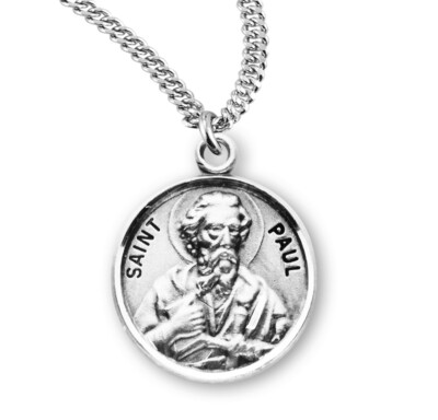 St Saint Paul 7/8" (22mm) Sterling Silver Round Medal + 20" Chain | eBay