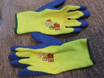 MCR Safety NXG Hi-Vis Insulated Winter Work Gloves Latex Dipped Blue/Yellow SZ L