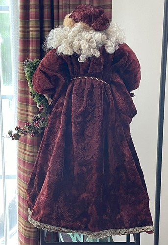 Father Christmas Victorian Figurine Santa Claus 24" TALL Xmas Tree Red Robe - 第 5/8 張圖片