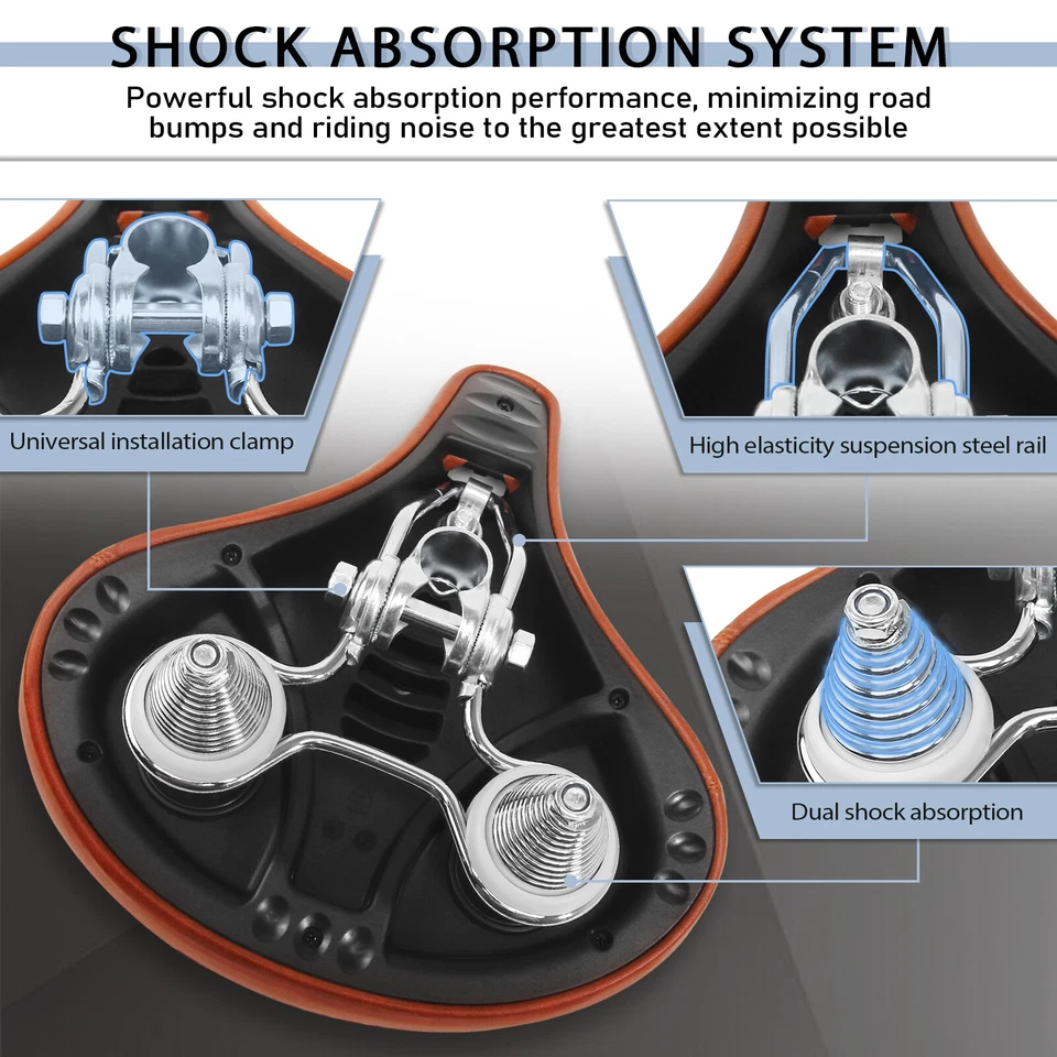 Asiento de sillín de bicicleta BUCKLOS retro Cruiser vintage clásico cómodo cojín de asiento con herramientas Foto 3 de 4