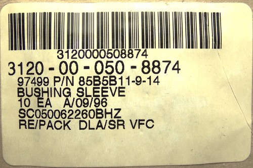 UH1 TH1H AIRCRAFT NEW 85B5B11-9-14 BRASS BUSHING SLEEVE .3138"ID .1718"OD .140"L - Bild 7 von 7