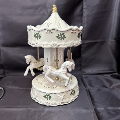Vintage JCPenney 3 Horse Porcelain Caroling Carousel ~ Jingle Bells