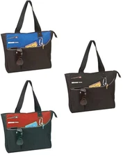 15.5" Zippered Shopping Tote Book Grocery Beach Overnight Weekend Shoulder Bag