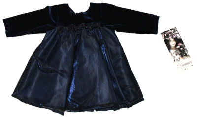 NWT Baby Infant Girls Formal Dress Size 18 Months Dark Blue Memories by Jo Lene