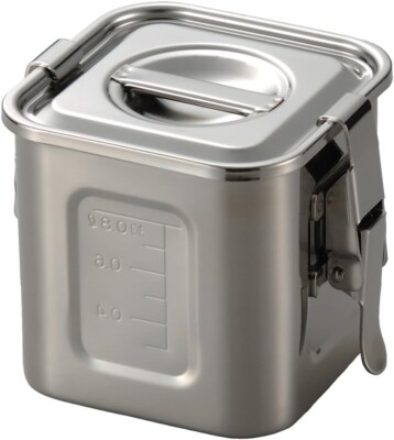 Stainless Steel Food Storage Containers, Square Kitchen Pot 12cm  Made in Japan