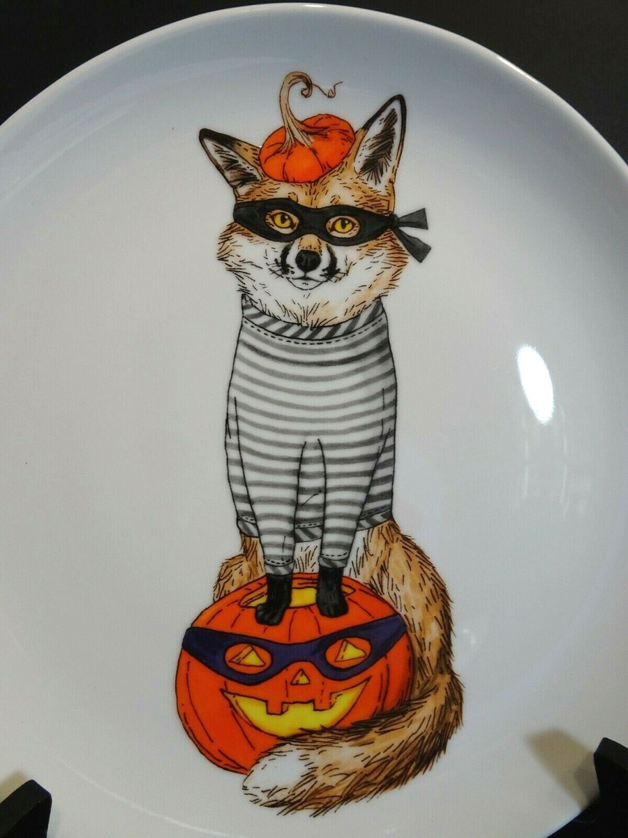 West Elm Rachel Kozlowski Dapper Animal Plate HALLOWEEN Fox Bandit Costume  NWT